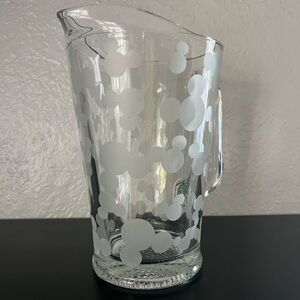 Vintage Disney Mickey Mouse Ears Frosted Glass Pitcher - Made in USA